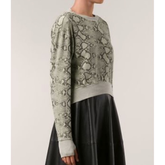 Pam & Gela Python Snakeskin Print Cropped Sweatshirt - Picture 2 of 7